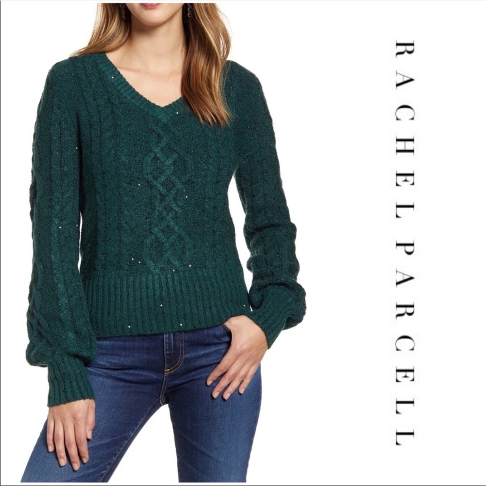 Rachel Parcell Sequin Puff Sleeve Sweater - Picture 3 of 5